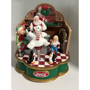 Vintage 1994 Coca-Cola Musical Santa Polar Bear Soda Fountain Diorama 1990s